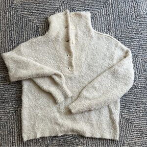 SKIN fuzzy wool sweater with collar